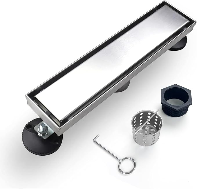 Linear Shower Drain, 12 inch Drain by Elefloom