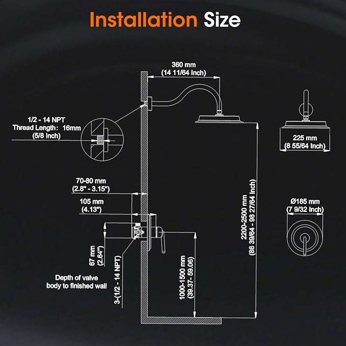 Matte Black Shower System, Shower Faucet Set - Image 9