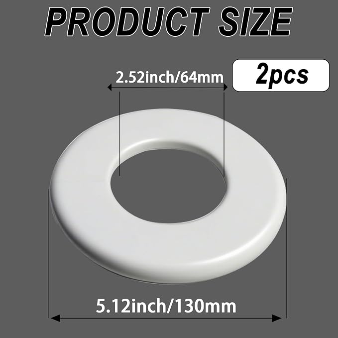 2 Pack Wall Split Flange for 2.52 Inch/64mm OD Pipe ABS Escutcheon Plate - Image 2