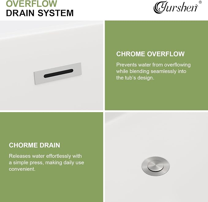 63 Inch Freestanding Bathtub White Acrylic Roll Top Soaking Tub - Image 4