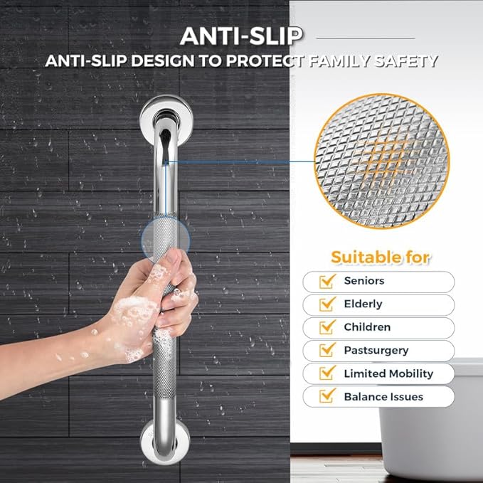 Grab Bars for Shower, 1 Pack 20-Inch Anti Slip Shower Handles for Elderly - Image 3