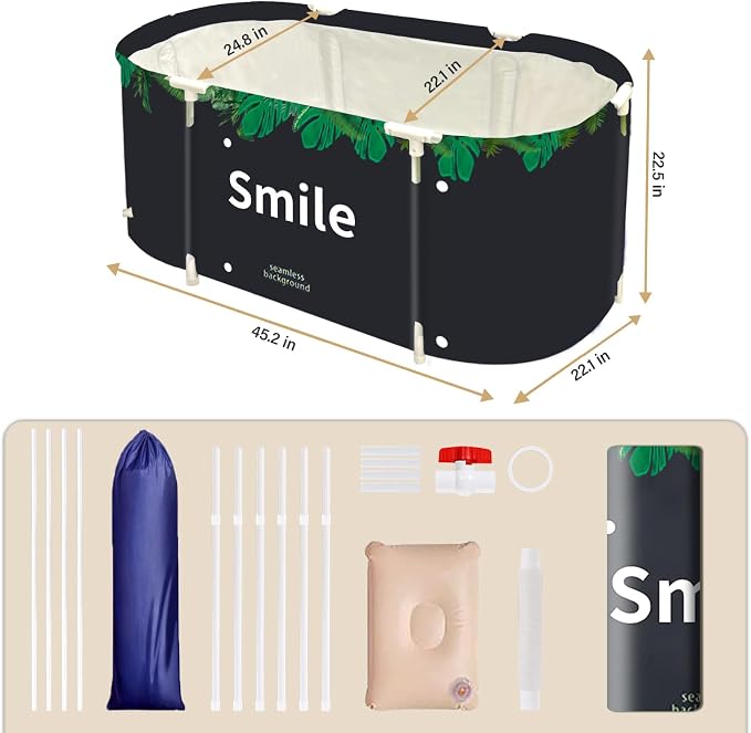 BDL Portable Bathtub for Adult 47" Large Foldable Soaking Bath Tub for Shower - Image 4