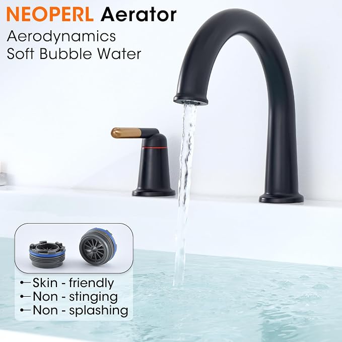Black & Rose Gold Roman Bathtub Faucet Set - Image 3