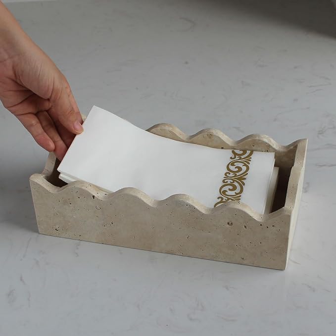 Natural Travertine Guest Towel Holder 9.8" × 4.9" - Image 3