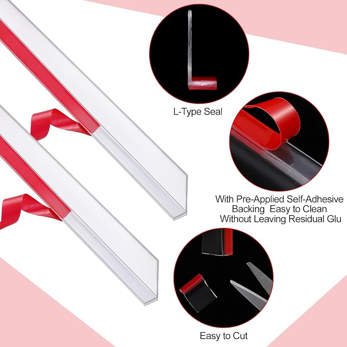 2 Pcs Long Clear Vinyl L-Type Seal Strip - Image 3