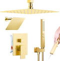 Shower System Brushed Gold Shower Faucet Set, Five Functions Knob Diverter by Bostingner