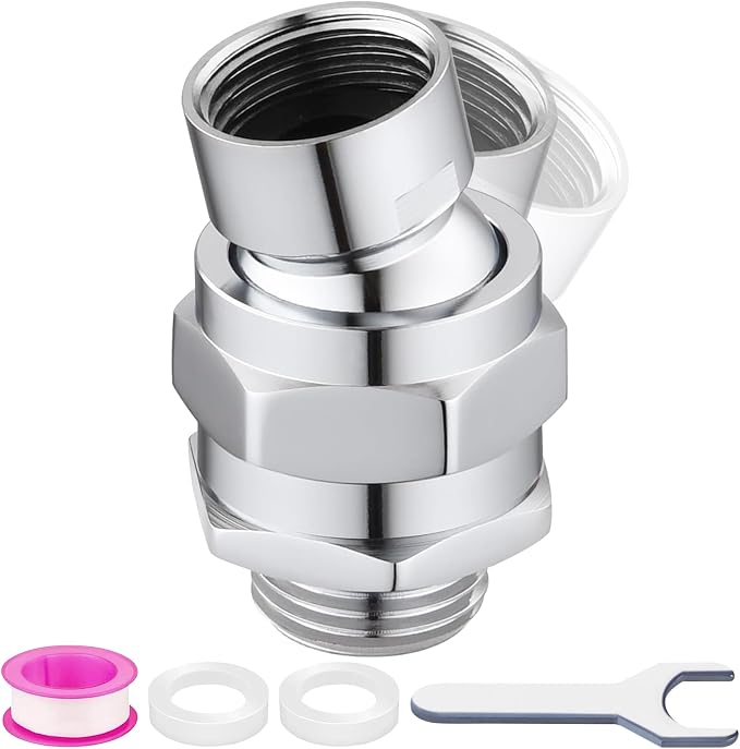 Shower Connector Ball Joint Shower Head Swivel Ball Adapter，Solid Brass by Enoughmen