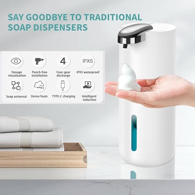 2 Pack Automatic Soap Dispenser, Touchless Foam Soap Dispenser, USB - Image 3
