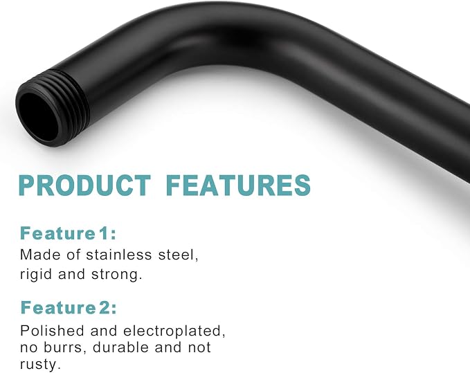 BESTILL 16 Inch L-Shaped Shower Head Extension Arm, Shower Arm and Flange - Image 4