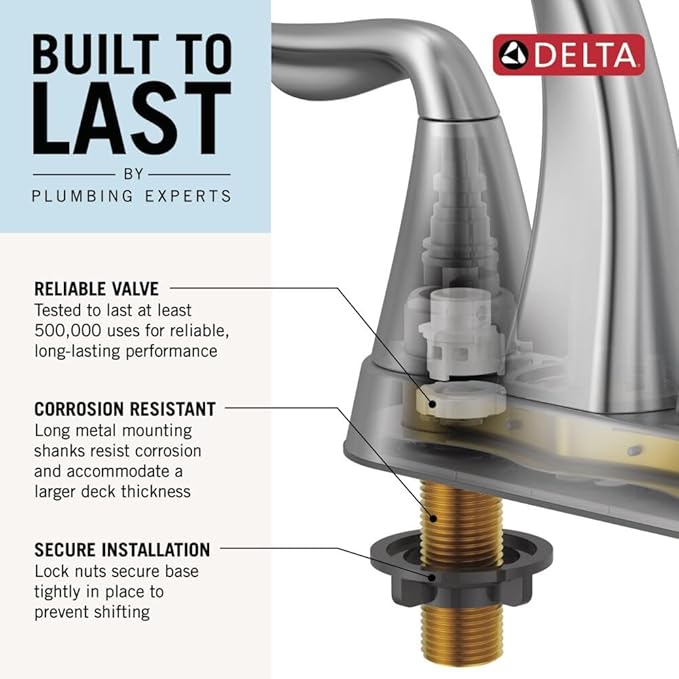 Delta Arvo Centerset Bathroom Faucet, Champagne Bronze 2-Handle Bathroom Faucet - Image 4