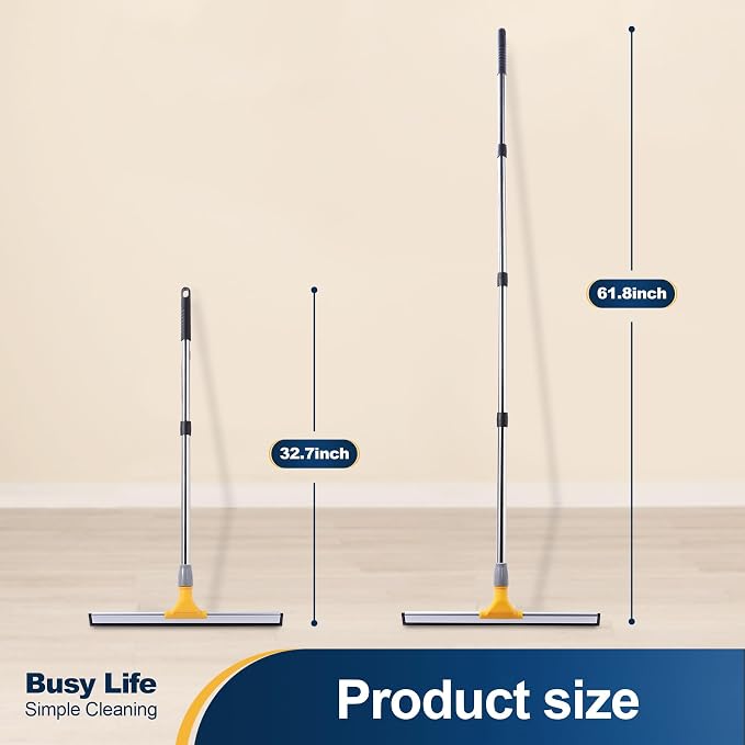 Yocada Rubber Floor Squeegee 17.7" TPR Blade Scrubber Broom 61.8inch Pole - Image 8