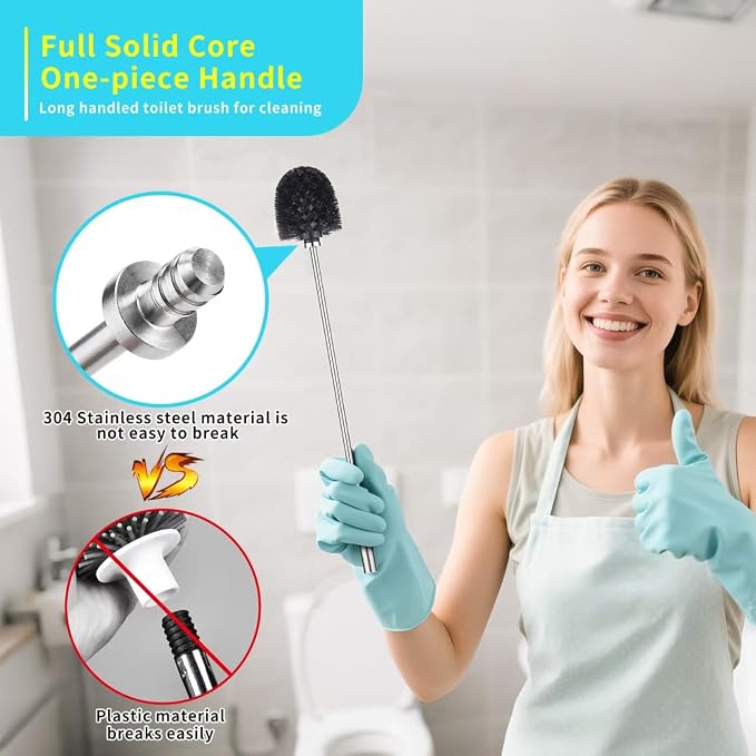 Toilet Bowl Brush and Holder Solid Long Handle Toilet Brush - Image 2