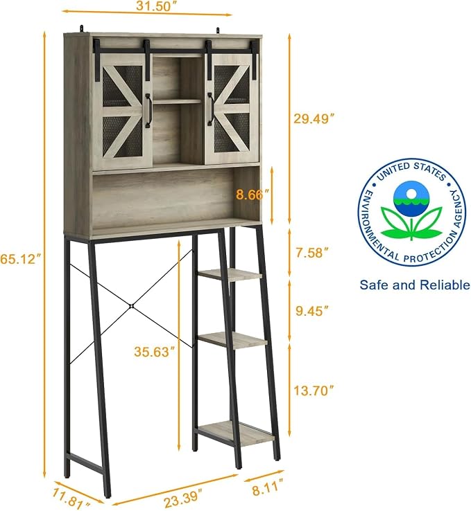 Vabches Over The Toilet Storage Cabinet, Farmhouse Storage Cabinet Over Toilet - Image 2