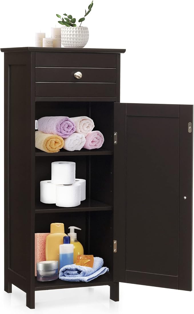 COSTWAY Bathroom Storage Cabinet, Single Door Floor Cabinet by COSTWAY