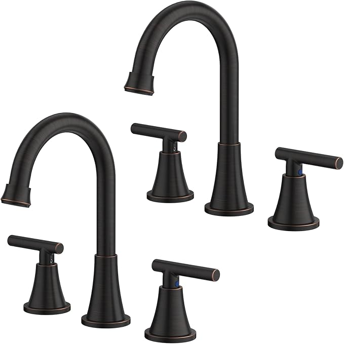 Bathroom Faucets for Sink 3 Hole, Hurran Oil Rubbed Bronze Bathroom Sink Faucet by Hurran