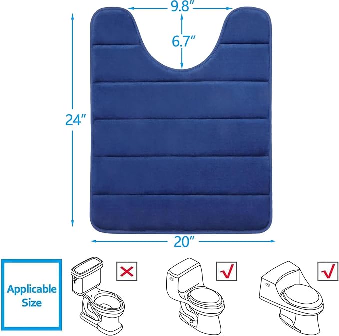 Buganda Memory Foam U-Shaped Contour Toilet Rugs, Non Slip Absorbent, Thick - Image 2