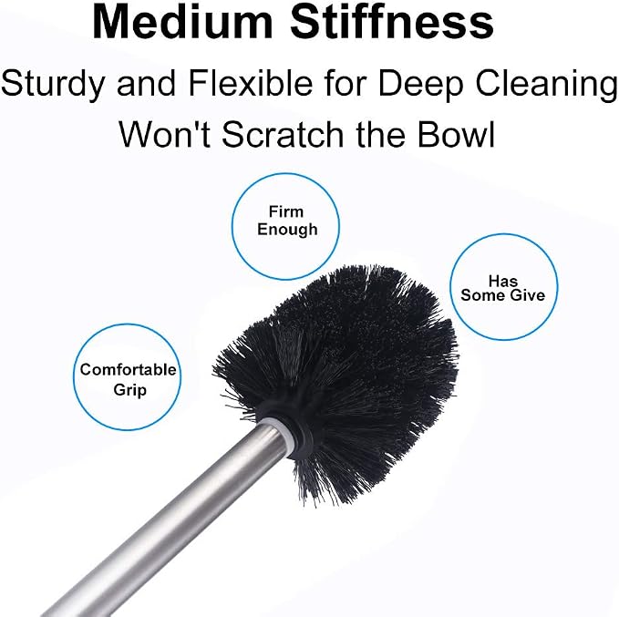 Angle Simple Toilet Brushes, Toilet Bowl Scrubber Brush Head 3 PCS - Image 3