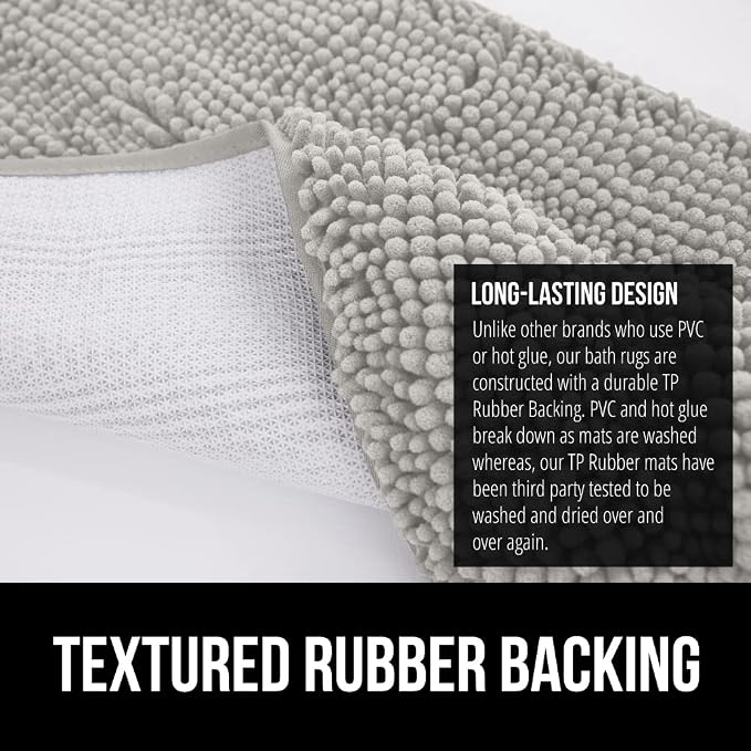 GORILLA GRIP Bath Rug Mat 54x24, Soft Absorbent Chenille, Quick Dry Microfiber - Image 5