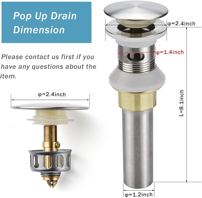 Bathroom Sink Drain, 2 Pack Drain Stopper Bathroom Sink - Image 2