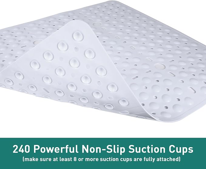 Large White Square Shower Mat Non Slip 27 x 27 Inch, Soft Bath Mat Bathtub Mat - Image 4