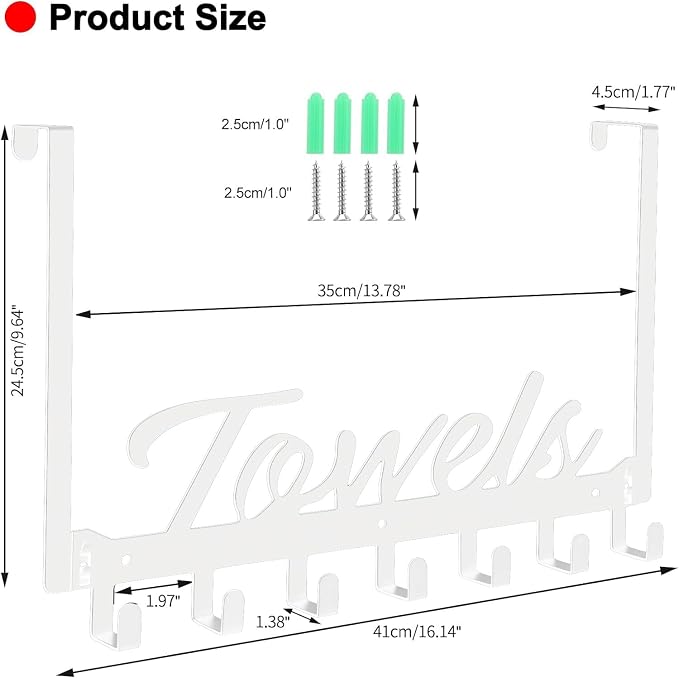 Over The Door Hooks, Heavy Duty Towel Rack - Image 2
