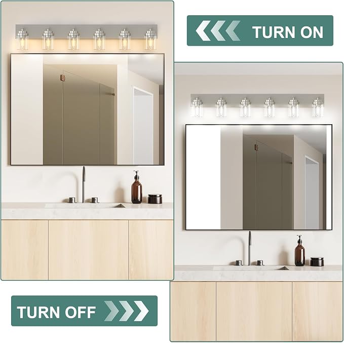 IZORRO Bathroom Vanity Light Fixture, 6-Light 43 Inch Brushed Nickel Bathroom - Image 7