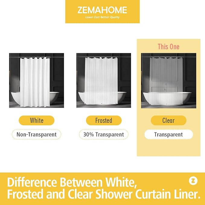 Narrow Long Clear Plastic Shower Curtain Liner, 36x84 Inch Thin Lightweight - Image 5