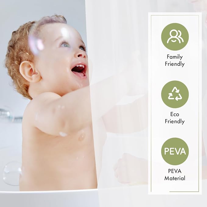 Amazer Frosted Shower Curtain Liner, 72x78 Plastic Shower Liner PEVA Medium - Image 3