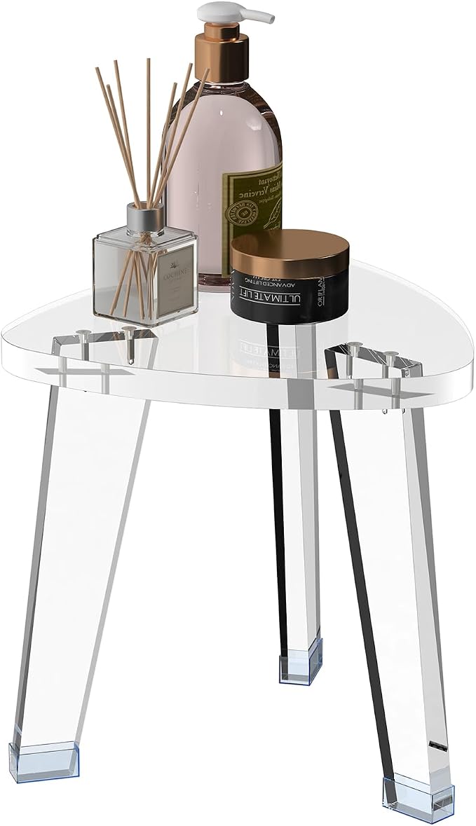 Acrylic Corner Shower Stool for Shaving Legs 11.65" D X 11.94" W X 12.2" H by GOIOOIA