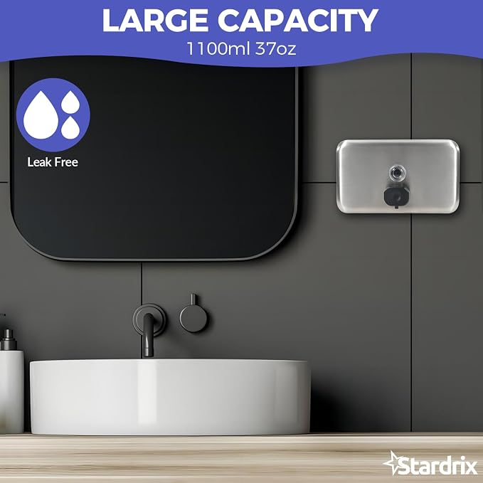 Heavy Duty Stainless Steel Wall Mount Soap Dispenser, 1100ml/37oz, - Image 2
