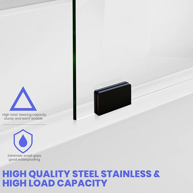 32" W X 55" H Tub Shower Door, Frameless Bathtub Glass Shower Door - Image 4