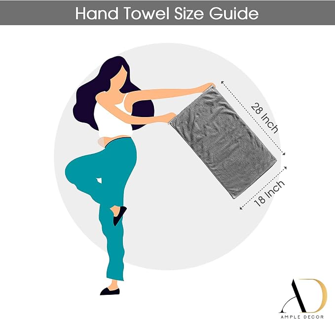 Ample Decor Hand Towel 18 X 28 Inch Set of 8 600 GSM 100% Cotton, Soft - Image 6