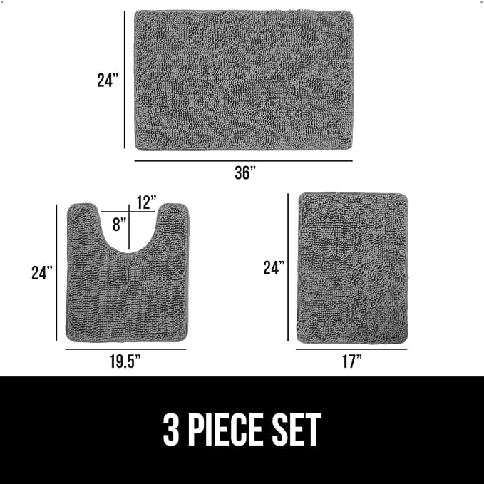 GORILLA GRIP Bathroom Rug Sets 3 Piece, Bath Mat Set and Oval Toilet Base - Image 2
