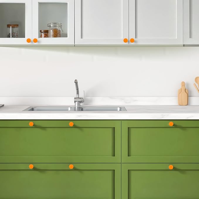 Ravinte 10 Pack Cabinet Knobs Orange Kitchen Cabinet Knobs Round Dresser Drawer - Image 6