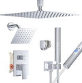 Chrome Shower Faucet Set, Ceiling Mount Shower System 12" & 6" Dual Shower Head by FAROLAN