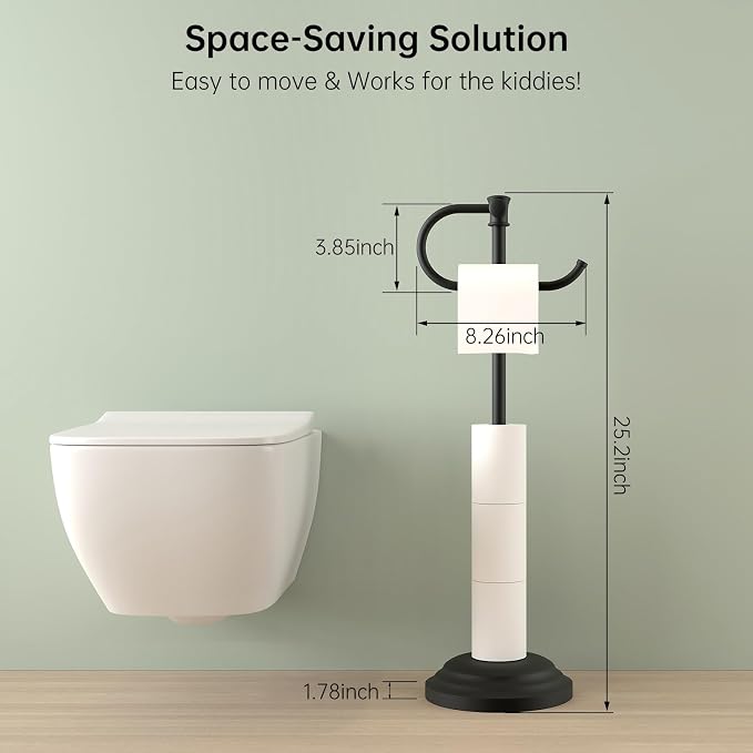 Hoimpro 25" Toilet Paper Holder Free Standing, Floor Bathroom Toilet Paper - Image 7