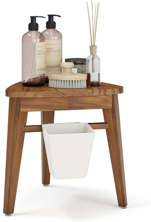 12.4“ Tall Small Teak Shower Stool by SmartFENDEE