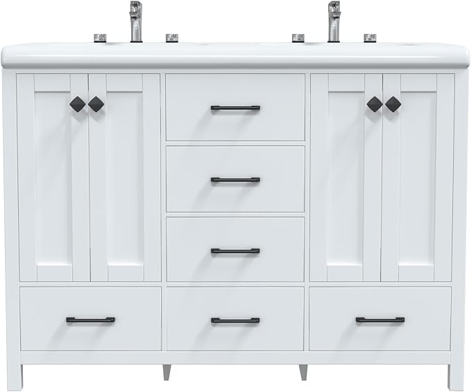 51 inch Bathroom Sink Vanity Combo, Large Freestanding Double Bath Vanity Sink by Buildonely