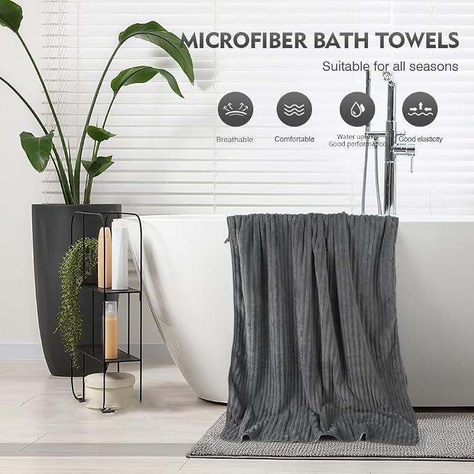 KinHwa Microfiber Bath Towels Large Bathroom Towels Absorbent Shower Soft Towels - Image 2