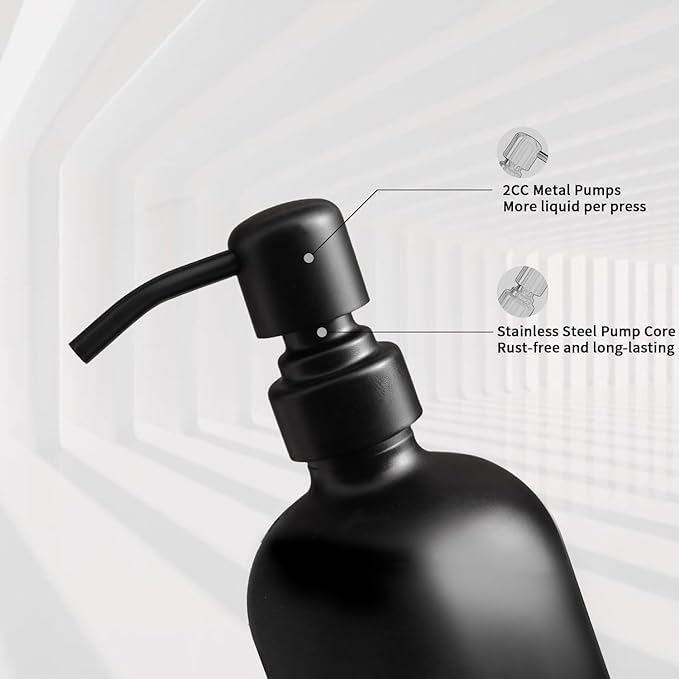 Black Soap Dispenser Bathroom Set, Soap and Lotion Dispenser Set - Image 4