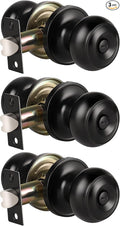 KNOBWELL 3 Pack Keyless Privacy Door Knobs, Matte Black Door Knobs Interior by KNOBWELL