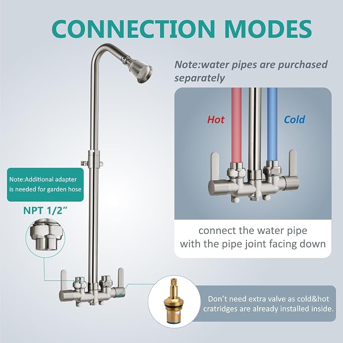 Aolemi Outdoor Shower Fixtures Outdoor Shower Kit Faucet System 3 Inch Center 2 - Image 6