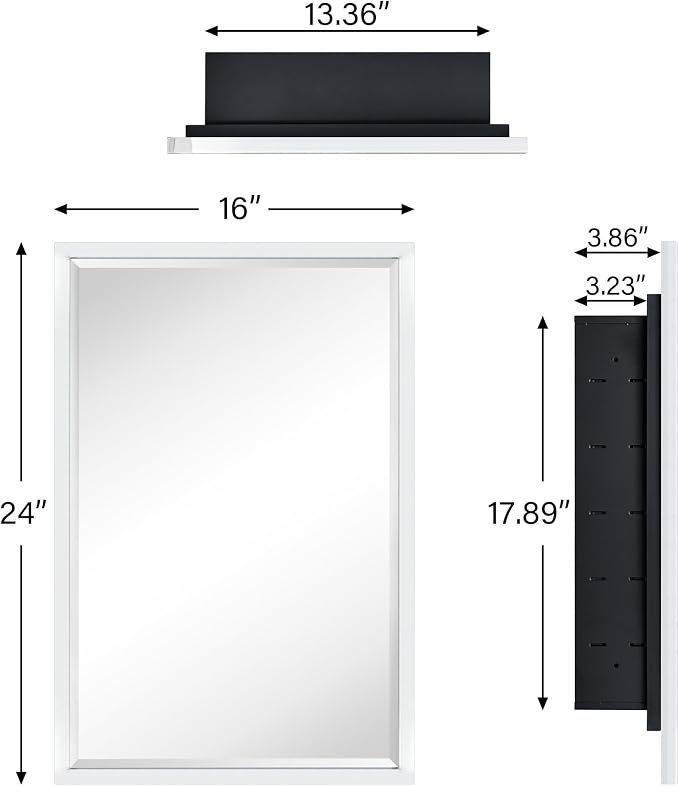 TEHOME Chrome Recessed Bathroom Medicine Cabinet - Image 9