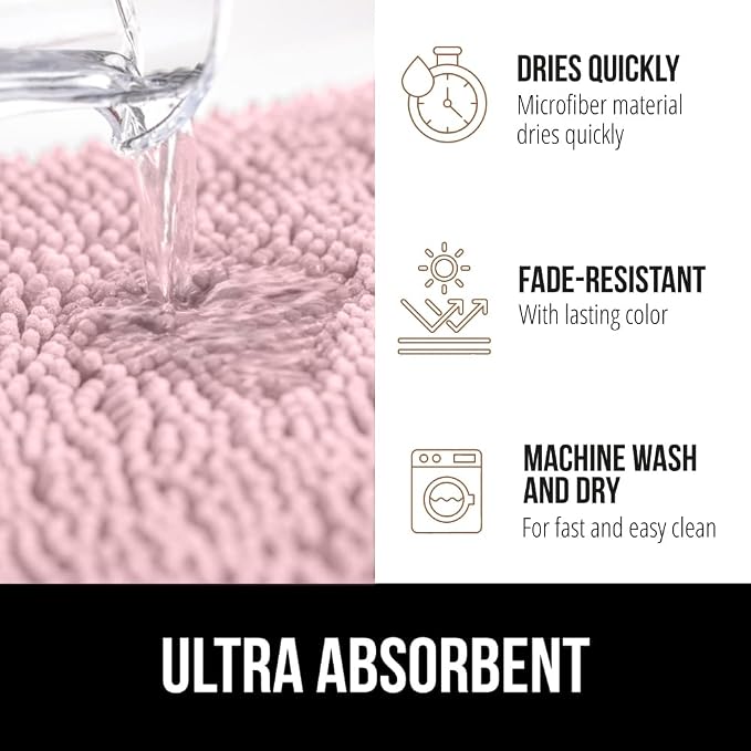 GORILLA GRIP Plush Absorbent Shaggy Chenille Bath Rug Mat - Image 5