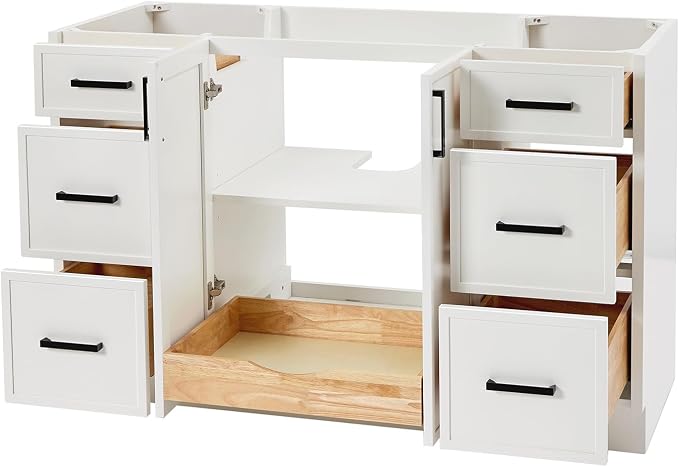 ARIEL Kelly 54 inch Bathroom Vanity Without Sink in White, Bathroom Base Cabinet - Image 4