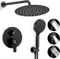 Shower Faucet Set 10IN Brass Rough-In Valve Body Trim Kit Rainfall Included by JQBQS