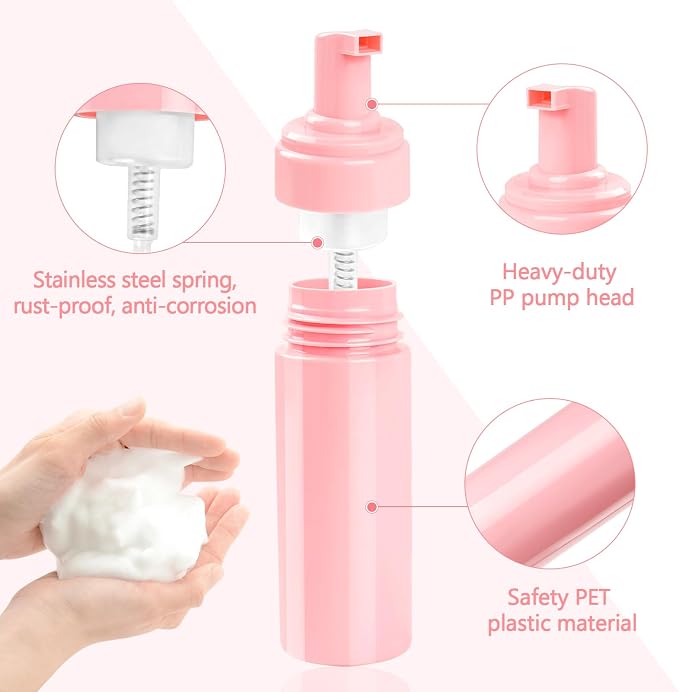 Foam Pump Bottle 5.1oz/150ml Pink Empty Foam Bottle Pump, Travel Foam Bottle - Image 7