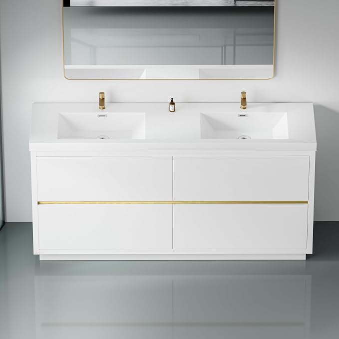 72 Inch Bathroom Vanity with Sink, Double Sink Bathroom Vanity, Freestanding - Image 8