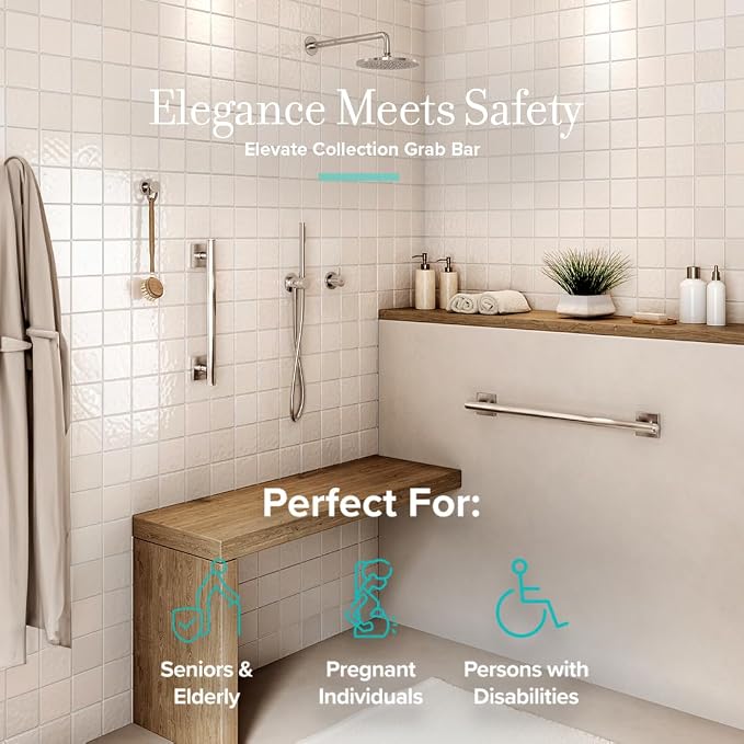 Gatco 958 Elevate, Grab Bar, Satin Nickel/ADA Compliant Safety Grab Bar - Image 4