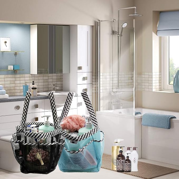 SPINFOX 2 Pack Mesh Shower Caddy, Quick Dry Shower Tote Bag Hanging Toiletry - Image 4